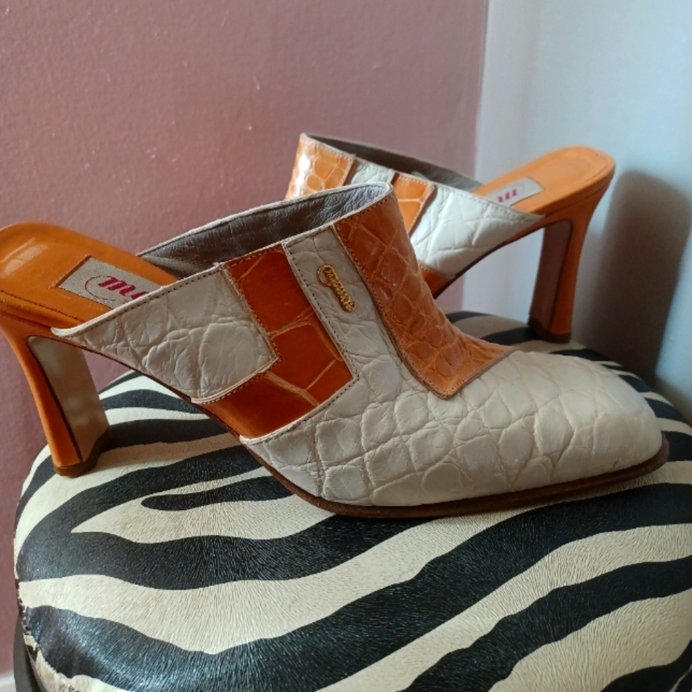 WOMEN'S MAURI PREMIUM ALLIGATOR SLIDE ON HEELS SIZE 10